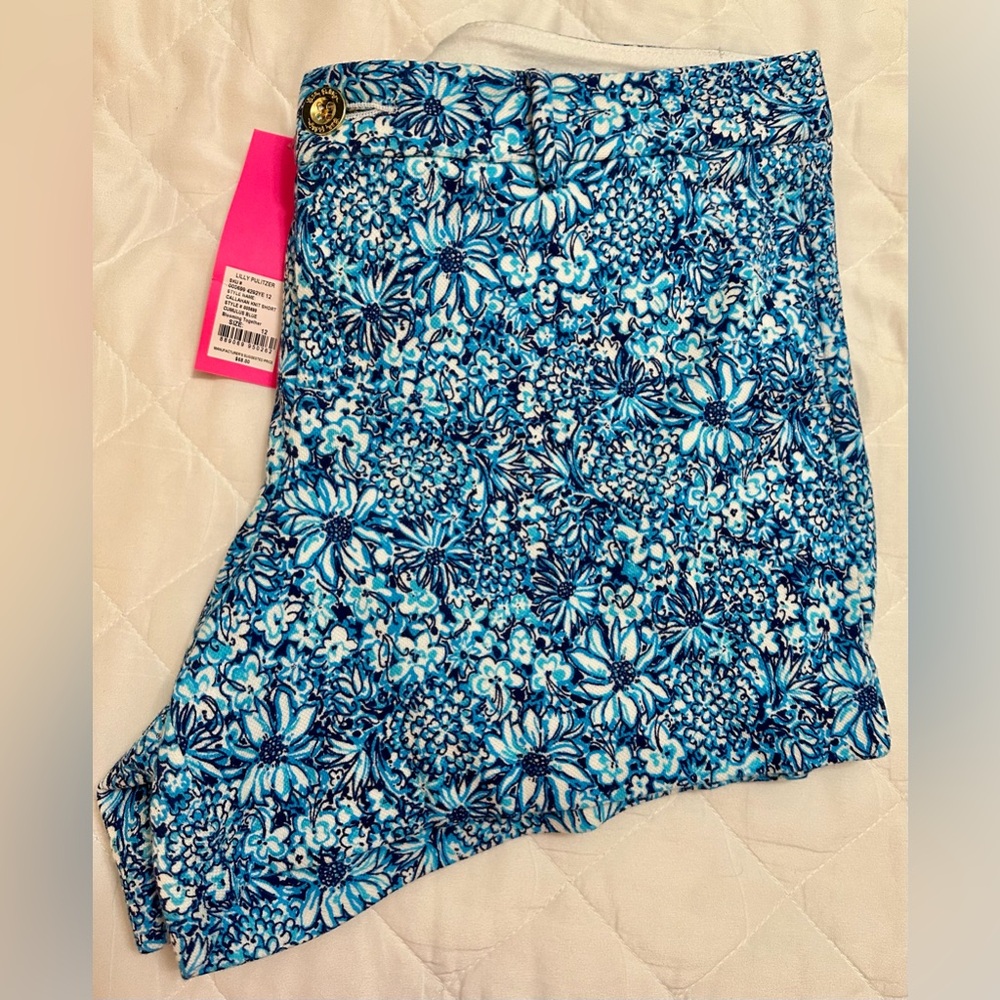 NWT Lilly Pulitzer 5" Callahan Knit Short Cumulus Blue Blooming Together - Picture 5 of 5
